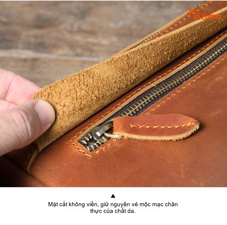 Túi Đựng Đồ Cá Nhân/ Mỹ Phẩm Nam Nữ Da Bò Phong Cách Retro chi tiết 8