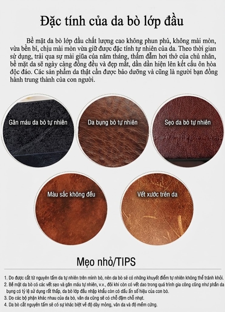 Túi Đựng Đồ Cá Nhân/ Mỹ Phẩm Nam Nữ Da Bò Phong Cách Retro chi tiết 13