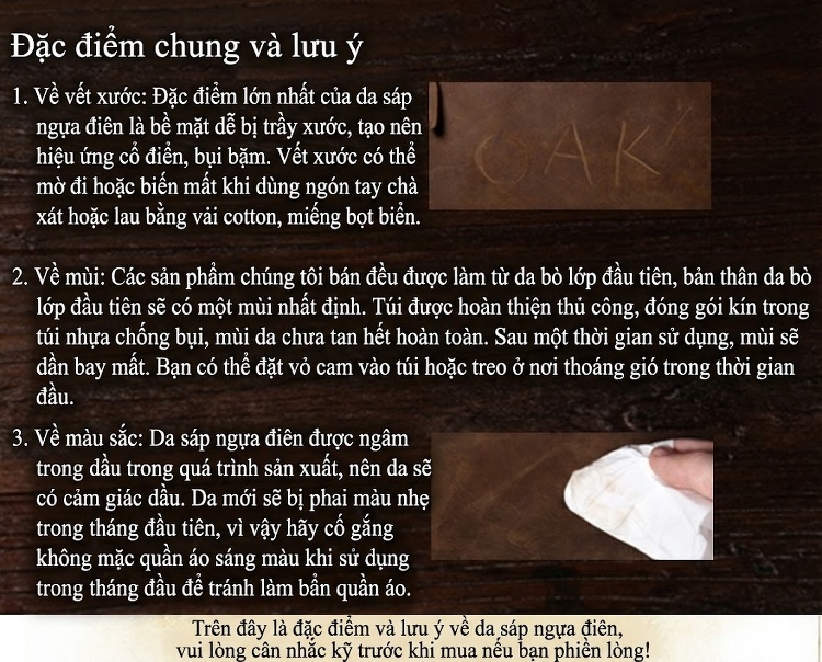 Túi Đựng Đồ Cá Nhân/ Mỹ Phẩm Nam Nữ Da Bò Phong Cách Retro chi tiết 14