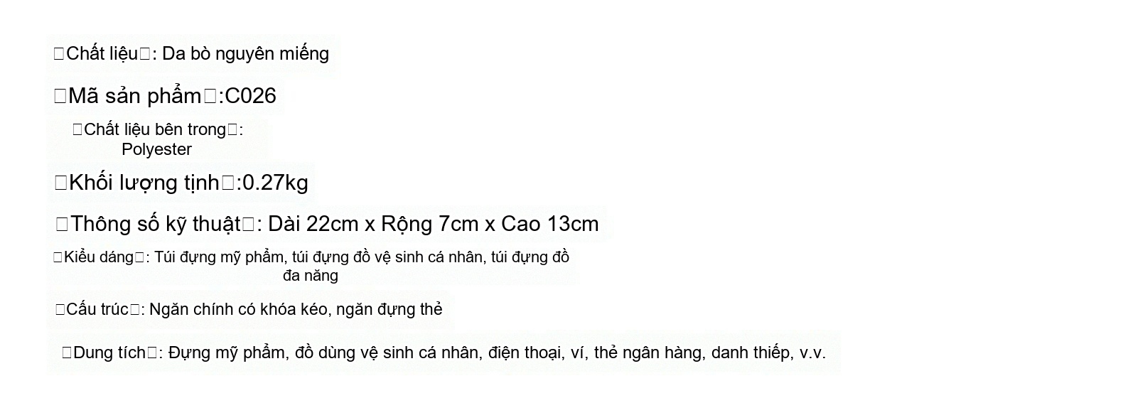 Túi Đựng Đồ Cá Nhân Nam Da Thật Túi Xách Tay Du Lịch Chống Nước Nhiều Ngăn Màu Đen chi tiết 1