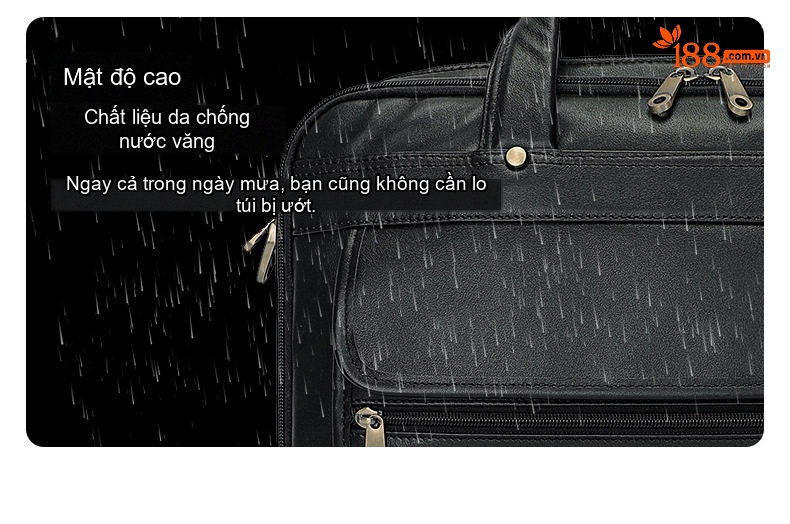 Túi Đựng Laptop Nam Da Bò Nhiều Ngăn Có Dây Đeo Màu Đen chi tiết 3