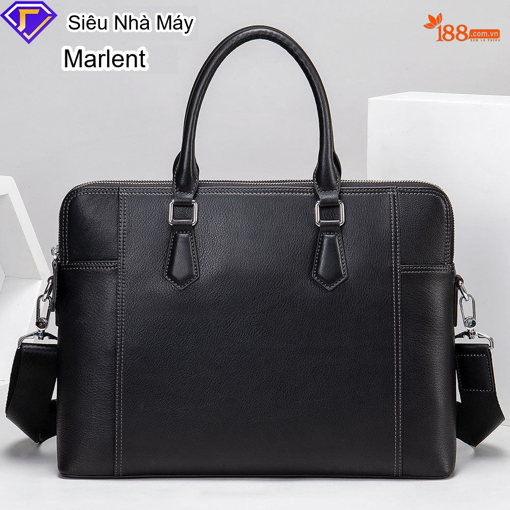 Túi Đựng Laptop Nam Da Thật Công Sở Có Dây Đeo Màu Đen