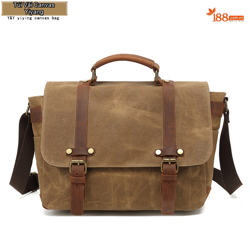 Túi Đựng Laptop Vải Canvas 15 Inch Công Sở Chống Nước Đeo Vai Màu Đen, Xanh Lá, Xám, Nâu...