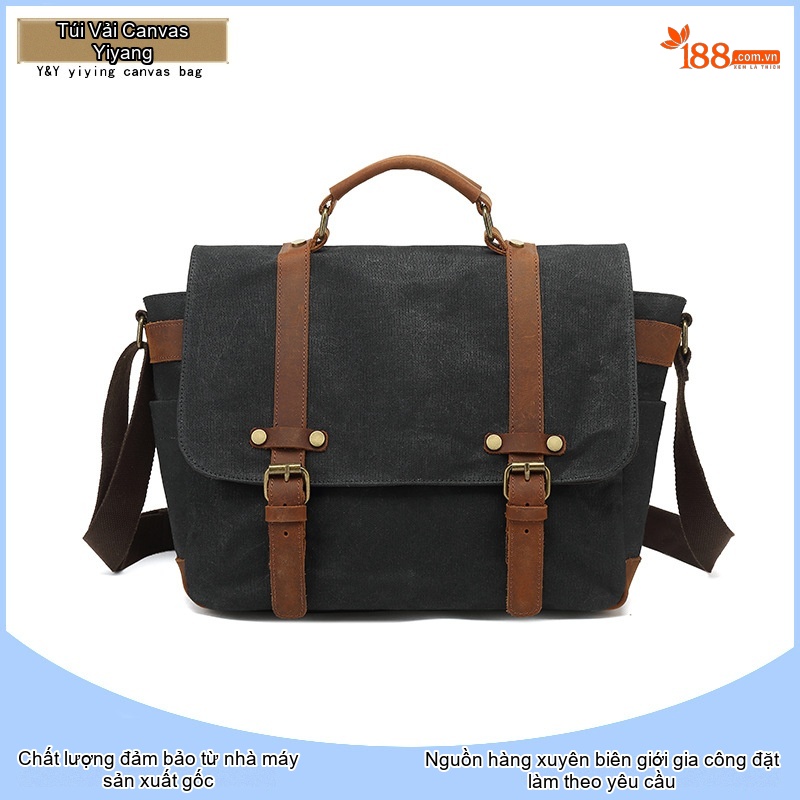 Túi Đựng Laptop Vải Canvas 15 Inch Công Sở Chống Nước Đeo Vai Màu Đen, Xanh Lá, Xám, Nâu...
