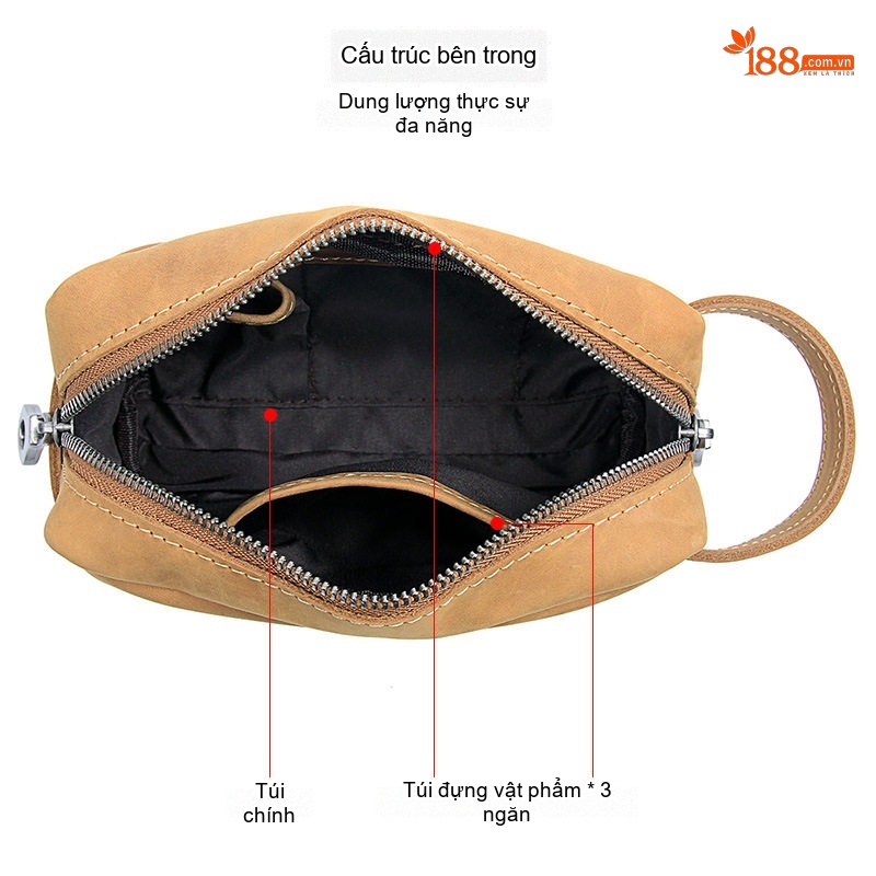 Túi Đựng Mỹ Phẩm Du Lịch Da Bò Lớp Đầu Phong Cách Retro