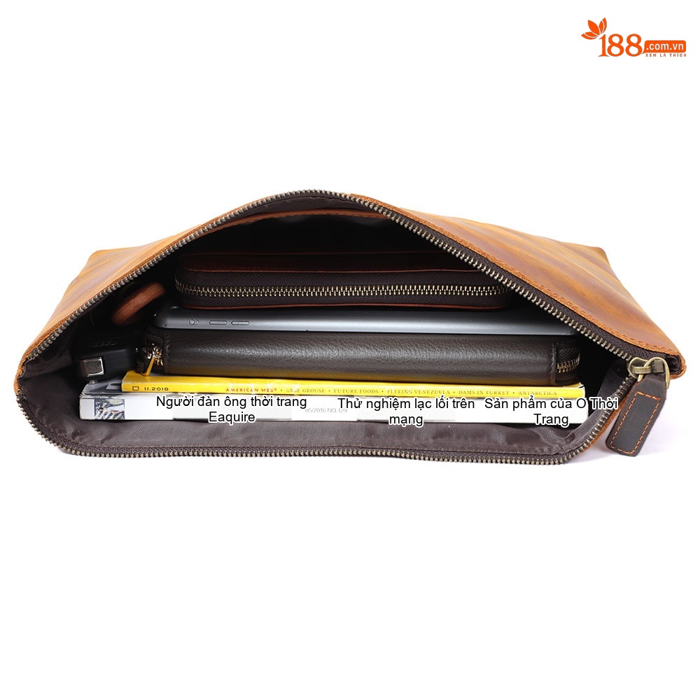 Túi Đựng Tài Liệu/Laptop Nam Da Bò Lớn Cầm Tay Phong Cách Retro Màu Nâu, Đen chi tiết 13