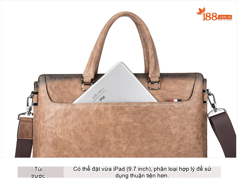 Túi Đựng Tài Liệu Nam Da Mờ Cặp Công Sở Đeo Chéo Đựng Laptop Màu Nâu, Xanh chi tiết 20