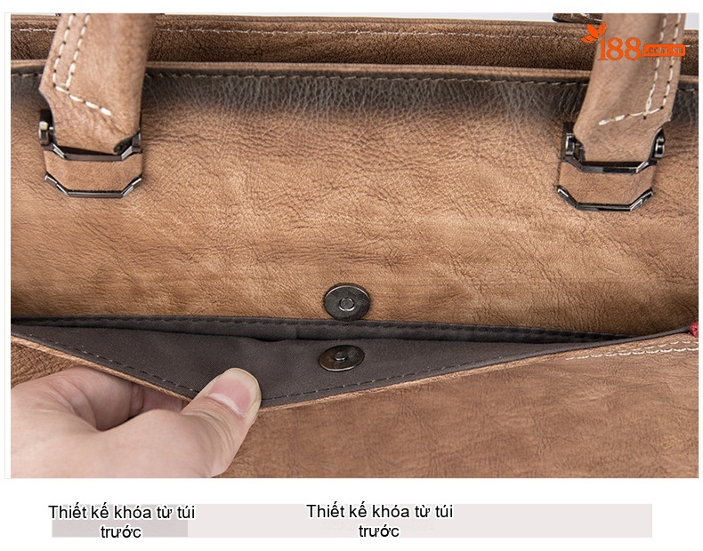 Túi Đựng Tài Liệu Nam Da Mờ Cặp Công Sở Đeo Chéo Đựng Laptop Màu Nâu, Xanh chi tiết 21