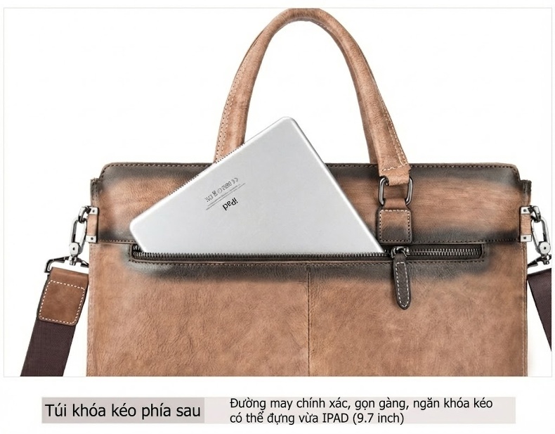 Túi Đựng Tài Liệu Nam Da Mờ Cặp Công Sở Đeo Chéo Đựng Laptop Màu Nâu, Xanh chi tiết 24