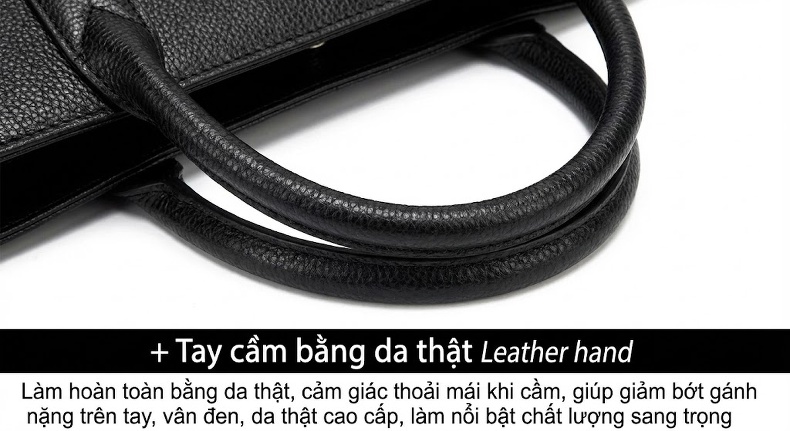 Túi Đựng Tài Liệu Nam Da Thật Công Sở Cổ Điển Đeo Chéo Màu Đen chi tiết 33