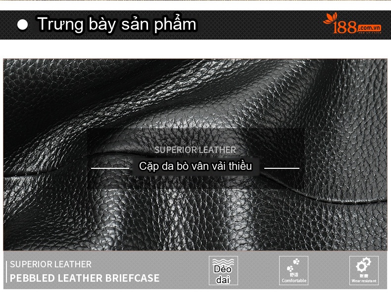 Túi Đựng Tài Liệu Nam Da Thật Công Sở Cổ Điển Đeo Chéo Màu Đen chi tiết 13