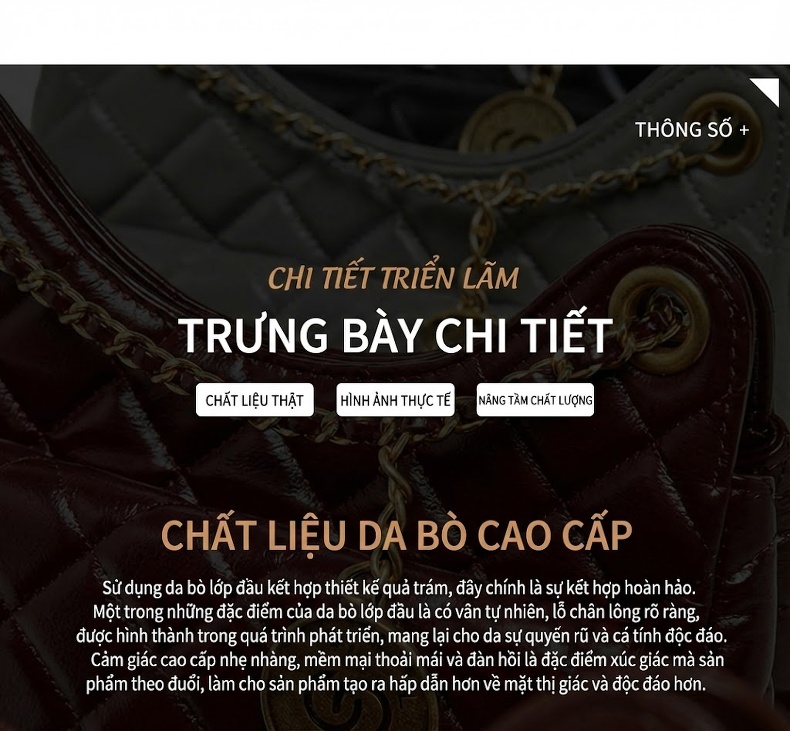 Túi Hobo Da Bò Quai Xích Trám Ô, Túi Đeo Vai, Túi Đeo Chéo Nữ Phong Cách Tiểu Thư Màu Đỏ Rượu Vang, Đen, Xám chi tiết 2