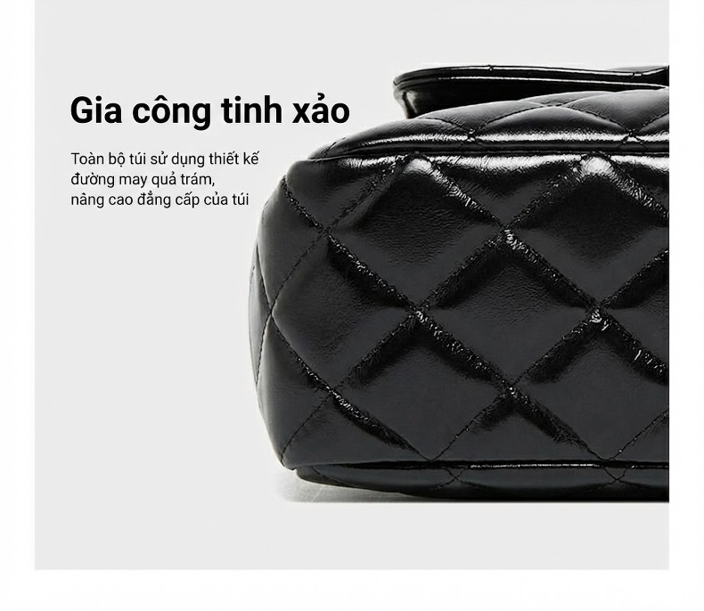 Túi Hobo Da Bò Quai Xích Trám Ô, Túi Đeo Vai, Túi Đeo Chéo Nữ Phong Cách Tiểu Thư Màu Đỏ Rượu Vang, Đen, Xám chi tiết 6