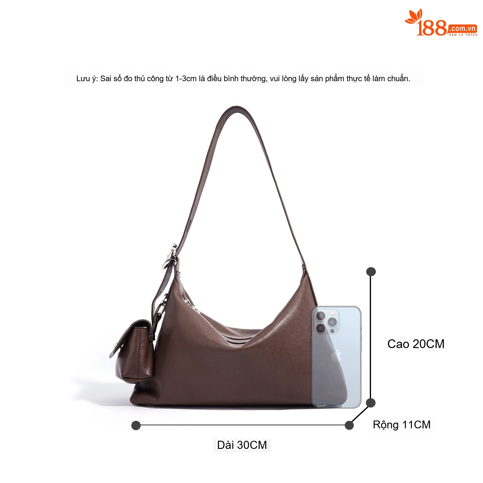 Túi Hobo Đeo Vai/Đeo Chéo Nữ Da Bò Thật, Thiết Kế Vintage, Sức Chứa Lớn Màu Đen, Nâu