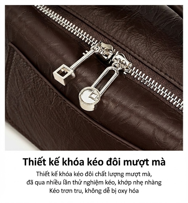 Túi Hộp Đeo Vai/Đeo Chéo Nữ Da Bò Thiết Kế Tối Giản Màu Nâu, Xanh Olive, Vàng Kem chi tiết 11