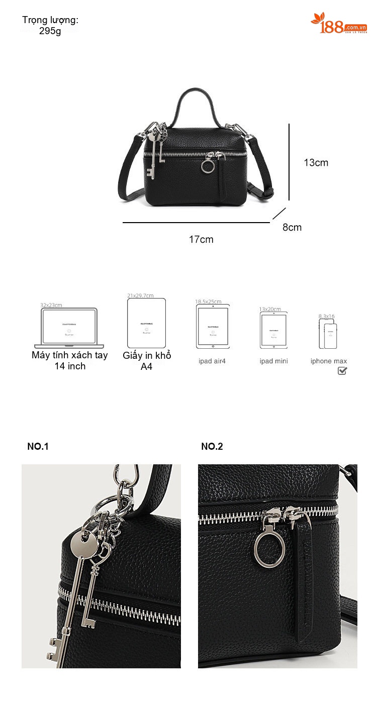 Túi Hộp Đựng Cơm Mini Xách Tay Da Mờ Kiểu Hàn Quốc Màu Trắng, Đen chi tiết 4