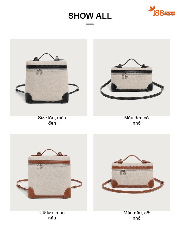 Túi Hộp Vải Canvas Đeo Chéo Mini Thời Trang chi tiết 3