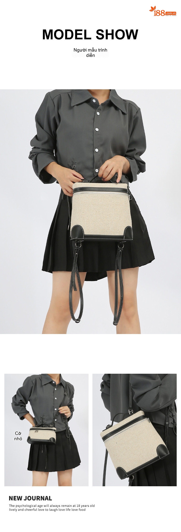 Túi Hộp Vải Canvas Đeo Chéo Mini Thời Trang chi tiết 6