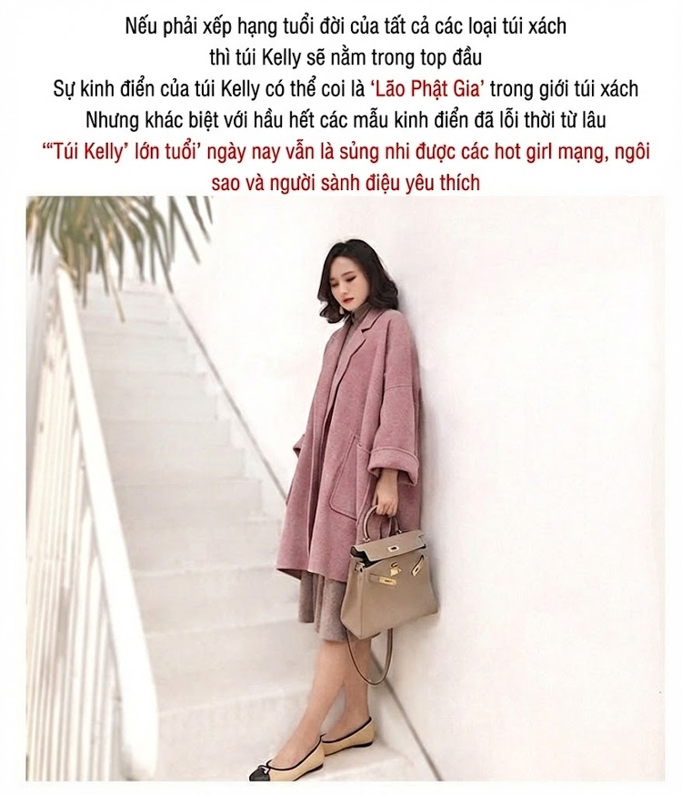 Túi Kelly Nữ Da Bò Cao Cấp, Túi Xách Tay, Túi Đeo Vai, Đeo Chéo Màu Nâu, Đen, Đỏ, Kem... chi tiết 2