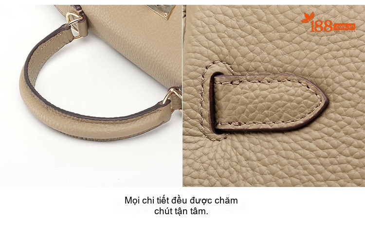 Túi Kelly Nữ Da Bò Cao Cấp, Túi Xách Tay, Túi Đeo Vai, Đeo Chéo Màu Nâu, Đen, Đỏ, Kem... chi tiết 34