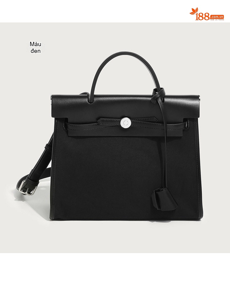 Túi Kelly Nữ Vải Canvas Màu Trắng Kem, Nâu, Đen, Vàng chi tiết 19