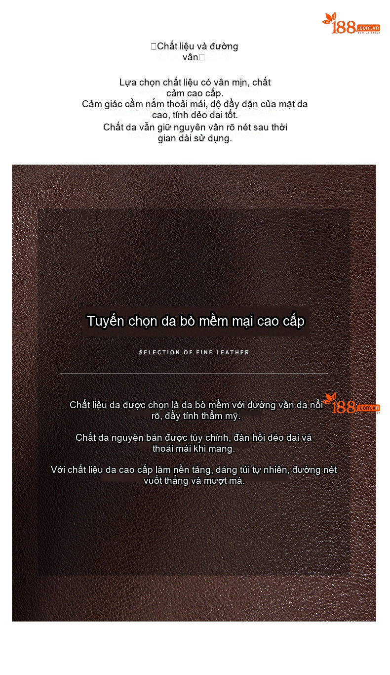 Túi Kẹp Nách Nữ Da Bò Trăng Khuyết Đeo Vai/Đeo Chéo Công Sở Màu Trắng, Nâu, Đen chi tiết 9