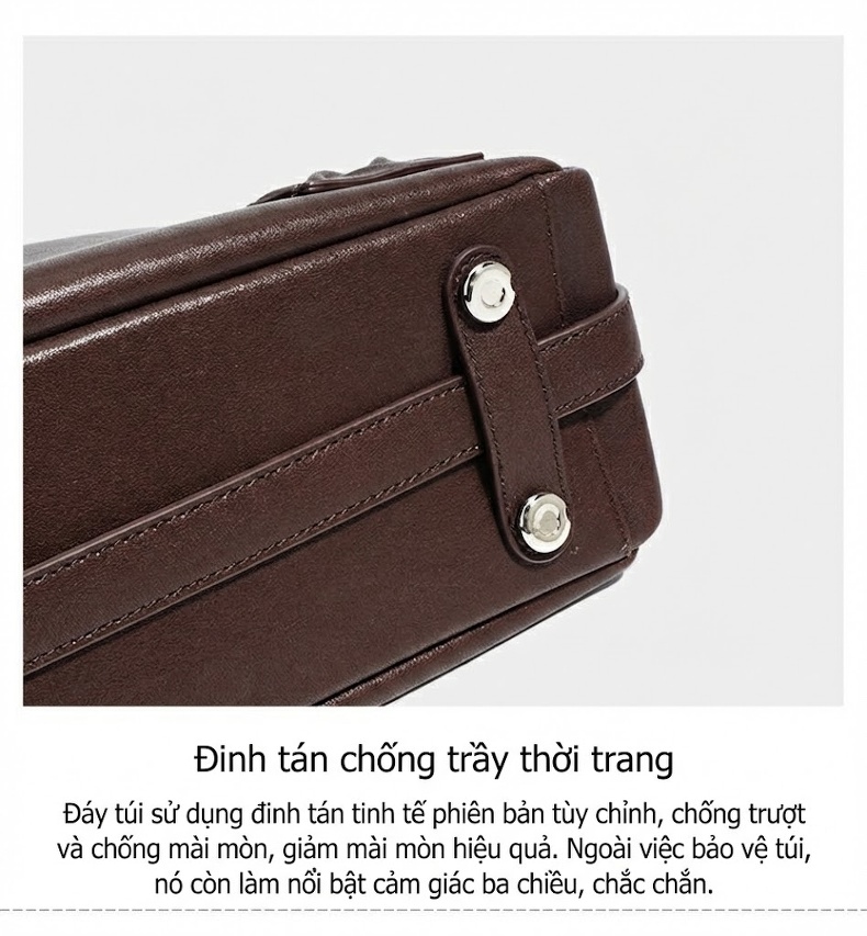 Túi Kẹp Nách Nữ Da Bò Trăng Khuyết Đeo Vai/Đeo Chéo Công Sở Màu Trắng, Nâu, Đen chi tiết 11