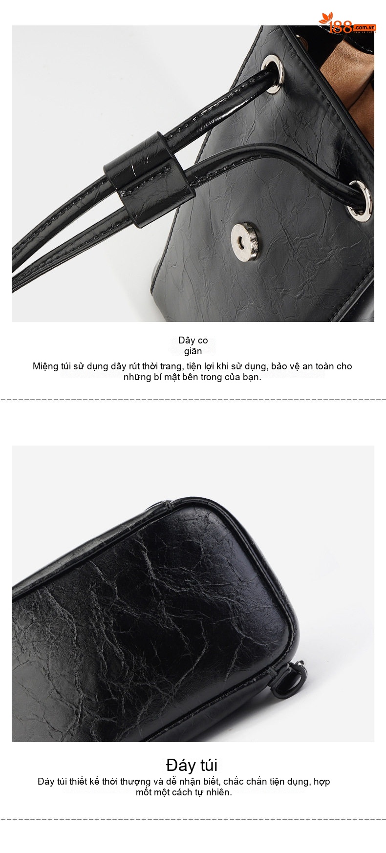 Túi Mini Xách Tay/Đeo Chéo/Đeo Vai Da Bóng Phong Cách Retro Màu Đen chi tiết 8