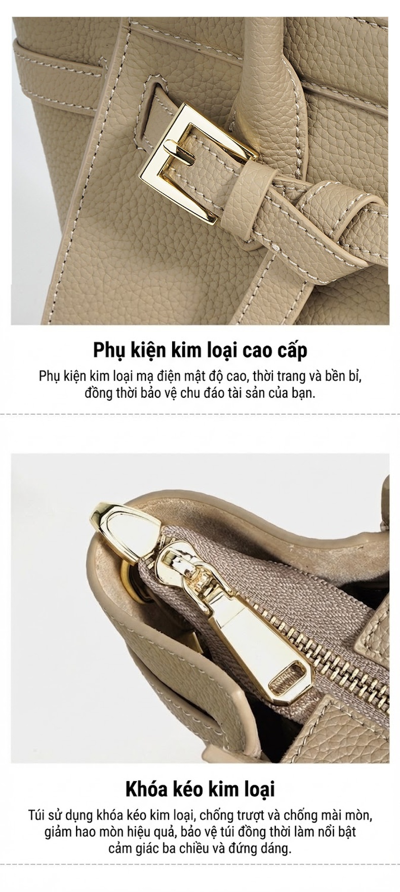 Túi Tote Da Bò Cỡ Lớn Đựng Tài Liệu Công Sở Quai Xách Tay Màu Đen, Nâu, Xám, Kem chi tiết 22