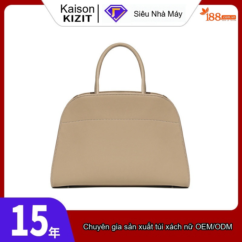 Túi Tote Da Bò Đứng Form Cứng Cáp Cao Cấp Đựng Vừa A4 Màu Kem