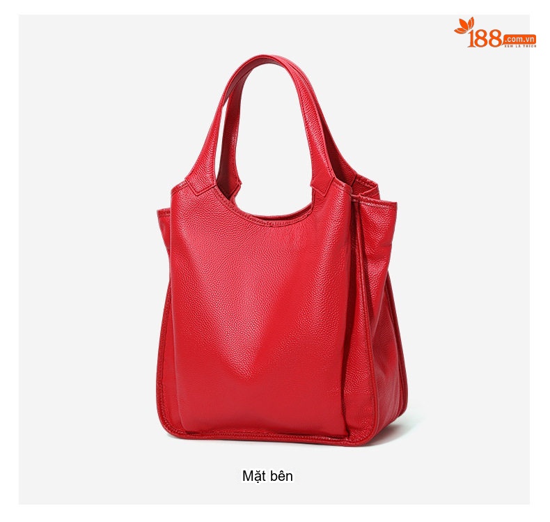Túi Tote Da Bò Dung Tích Lớn Thời Trang Đeo Vai Màu Đỏ chi tiết 8