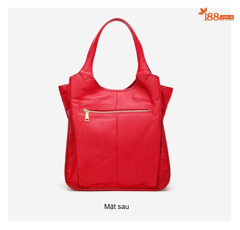 Túi Tote Da Bò Dung Tích Lớn Thời Trang Đeo Vai Màu Đỏ chi tiết 11