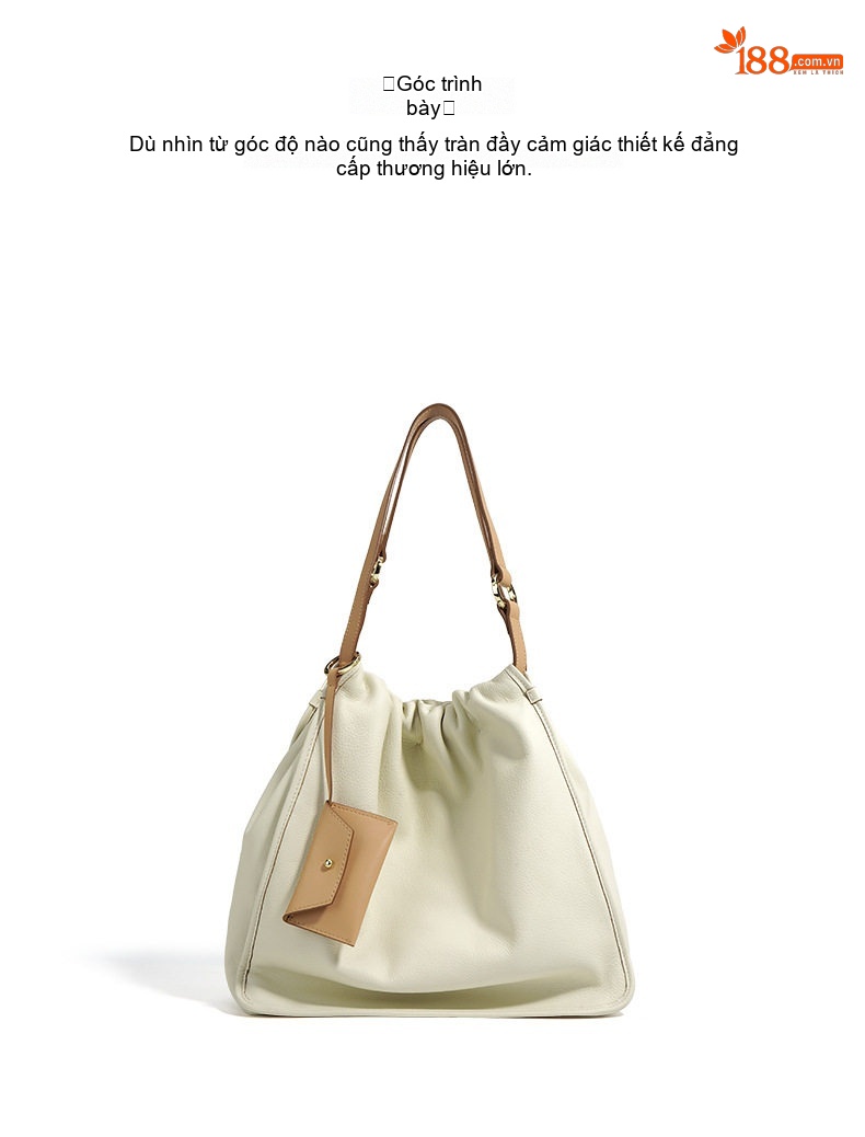 Túi Tote Da Bò Hobo Nữ Thiết Kế Nhỏ Gọn Cao Cấp Đựng Được Nhiều Đồ Màu Trắng, Xanh chi tiết 14