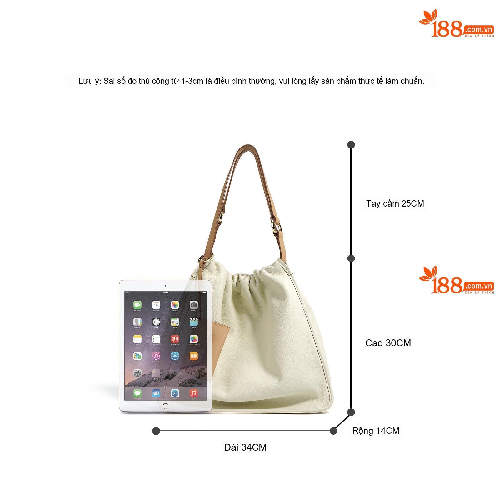 Túi Tote Da Bò Hobo Nữ Thiết Kế Nhỏ Gọn Cao Cấp Đựng Được Nhiều Đồ Màu Trắng, Xanh