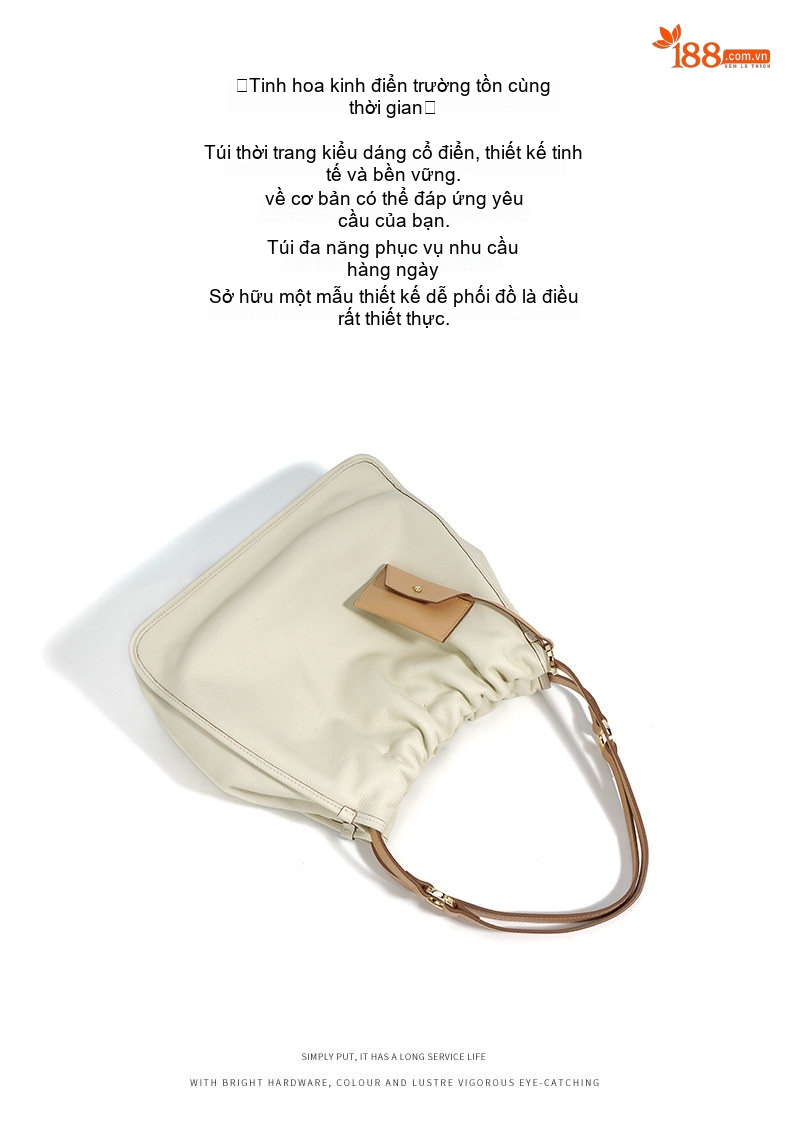 Túi Tote Da Bò Hobo Nữ Thiết Kế Nhỏ Gọn Cao Cấp Đựng Được Nhiều Đồ Màu Trắng, Xanh chi tiết 7