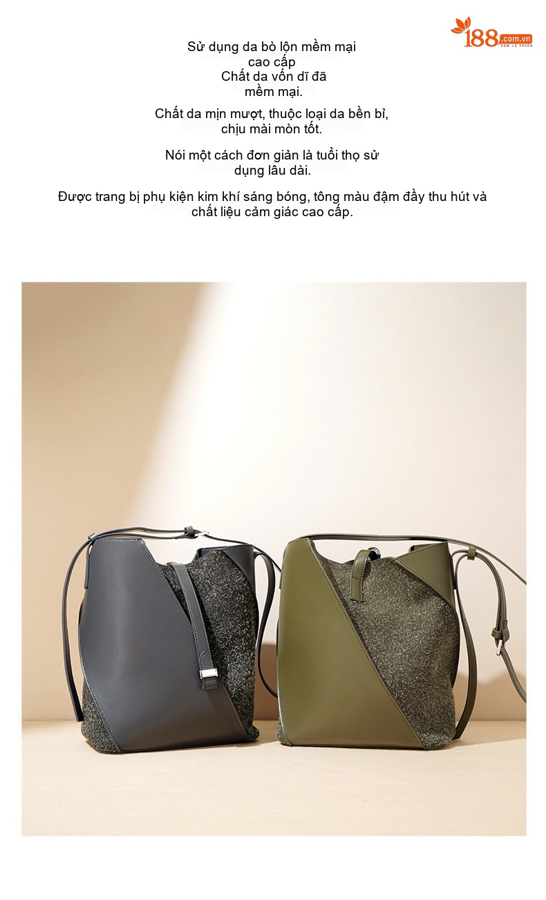 Túi Tote Da Bò Lớn Cao Cấp Phong Cách Retro Đeo Vai/Đeo Chéo Màu Đen, Nâu, Xám, Xanh... chi tiết 2