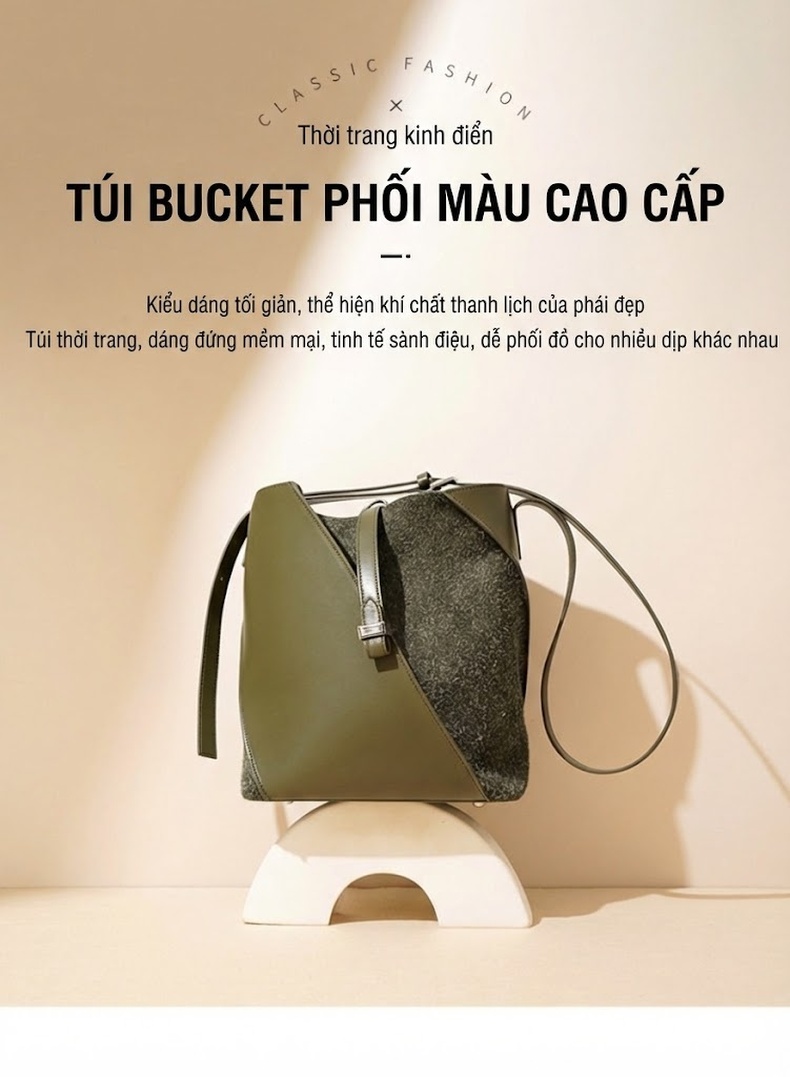 Túi Tote Da Bò Lớn Cao Cấp Phong Cách Retro Đeo Vai/Đeo Chéo Màu Đen, Nâu, Xám, Xanh... chi tiết 1
