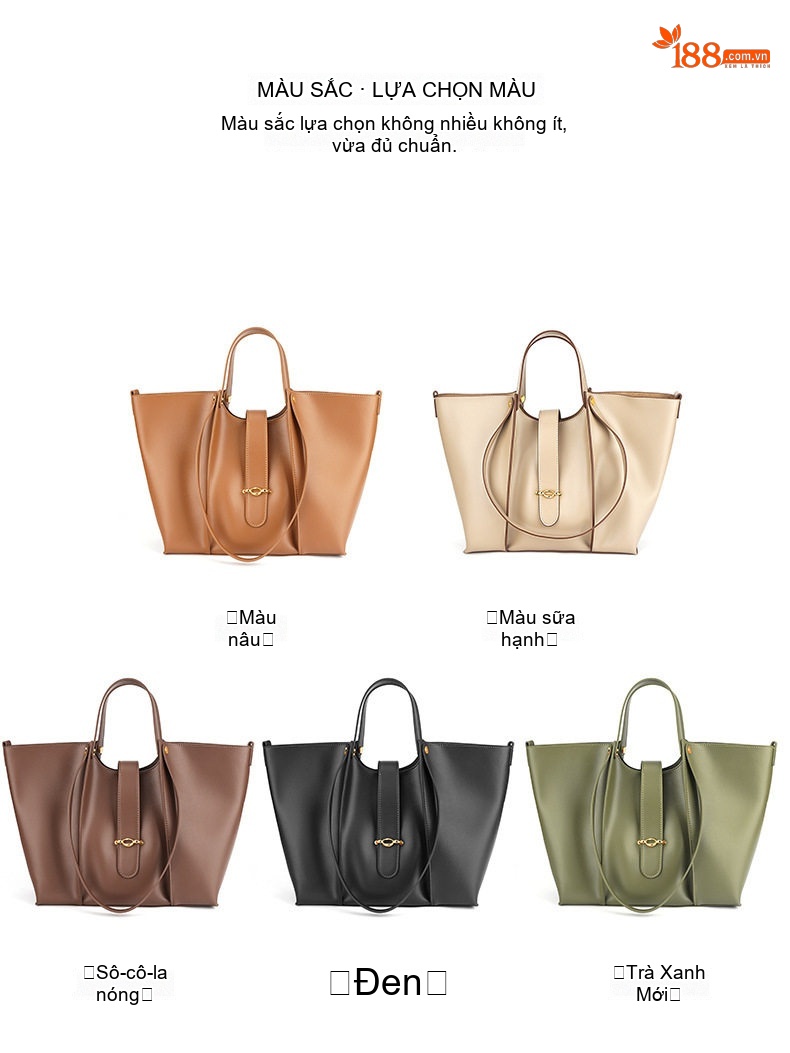 Túi Tote Da Bò Lớn Đựng Vừa A4 Đeo Vai Đi Làm Màu Nâu chi tiết 4