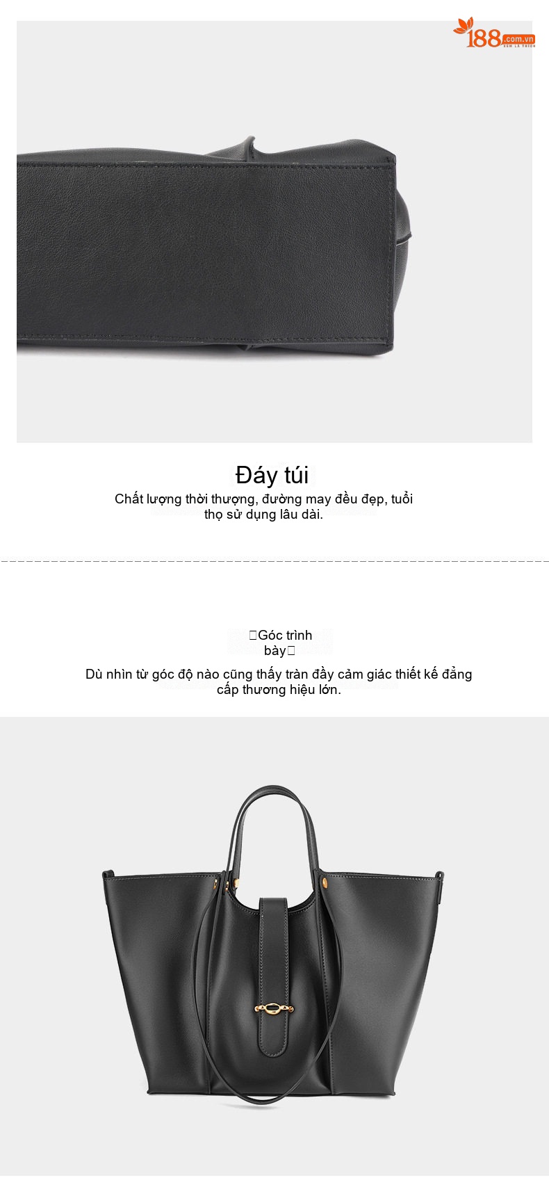 Túi Tote Da Bò Lớn Đựng Vừa A4 Đeo Vai Đi Làm Màu Nâu chi tiết 14