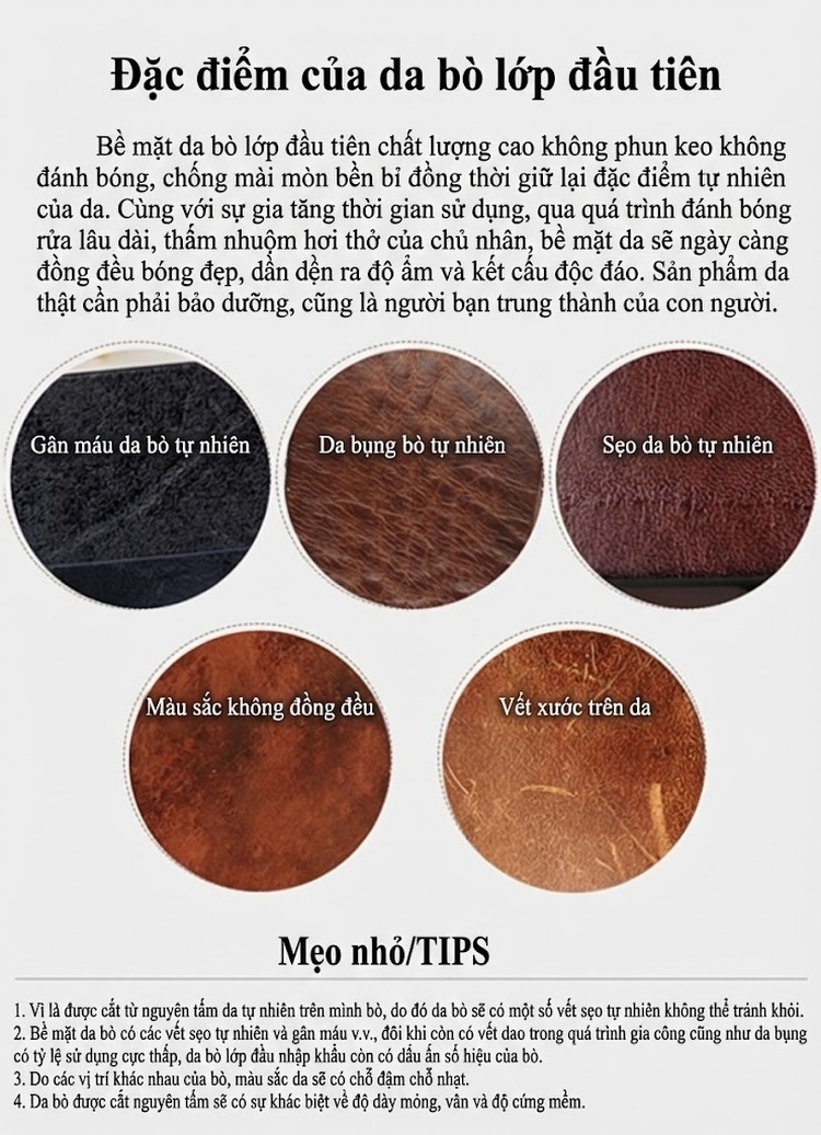 Túi Tote Da Bò Mad Horse Thủ Công Vintage Đeo Vai, Đeo Chéo, Xách Tay Màu Nâu chi tiết 28