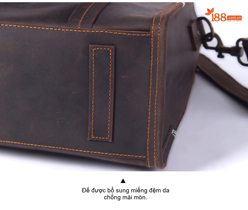 Túi Tote Da Bò Mad Horse Thủ Công Vintage Đeo Vai, Đeo Chéo, Xách Tay Màu Nâu chi tiết 17