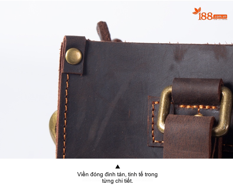Túi Tote Da Bò Mad Horse Thủ Công Vintage Đeo Vai, Đeo Chéo, Xách Tay Màu Nâu chi tiết 21