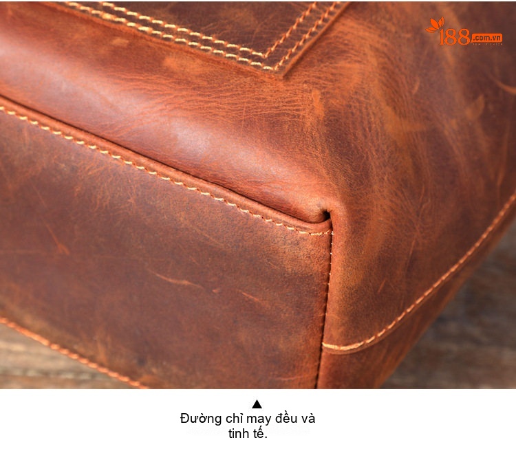 Túi Tote Da Bò Mộc Vintage Đeo Vai Phong Cách Âu Mỹ chi tiết 16