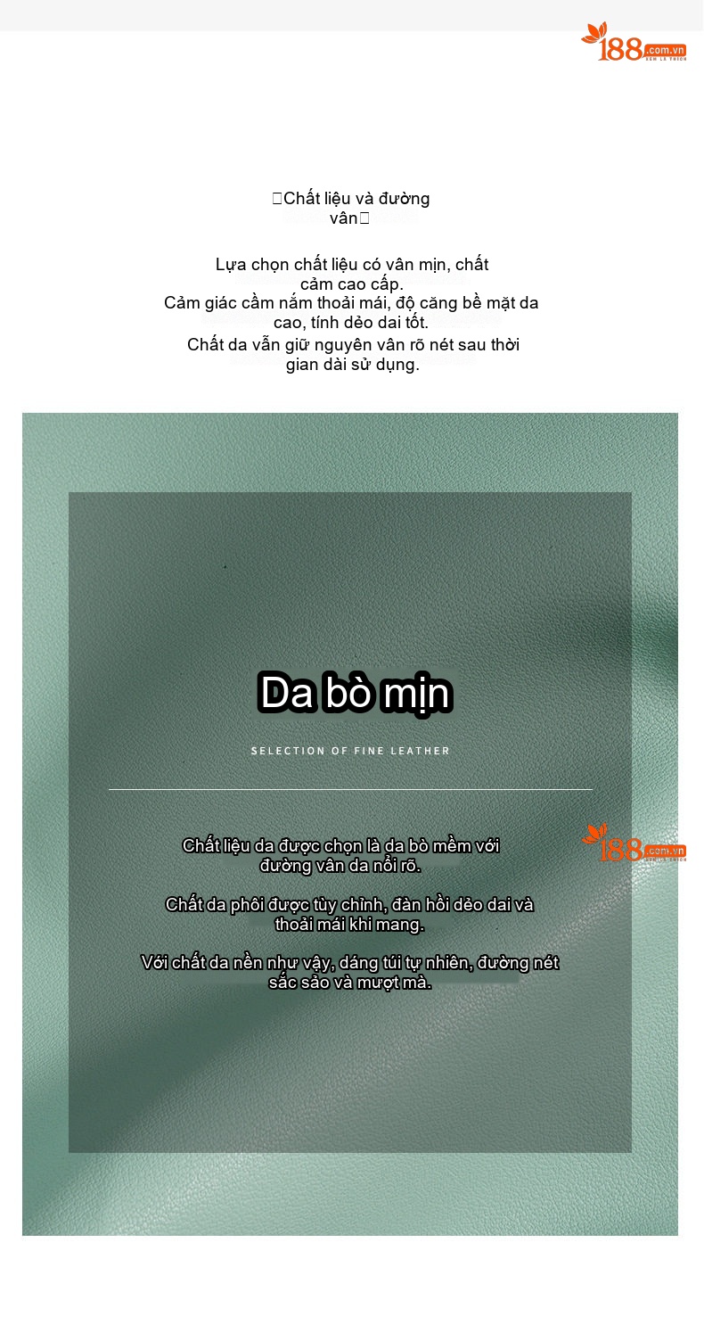 Túi Tote Da Bò Nữ Cỡ Lớn Chất Lượng Cao Đeo Vai, Đeo Chéo Màu Xanh Bạc Hà, Trắng Kem chi tiết 9
