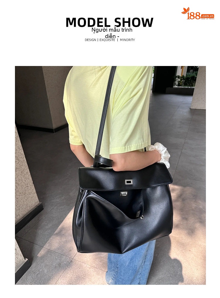 Túi Tote Da Bò Rodeobag Đeo Vai/Xách Tay Phong Cách Lười Biếng 2025 Dung Tích Lớn Màu Đen chi tiết 10