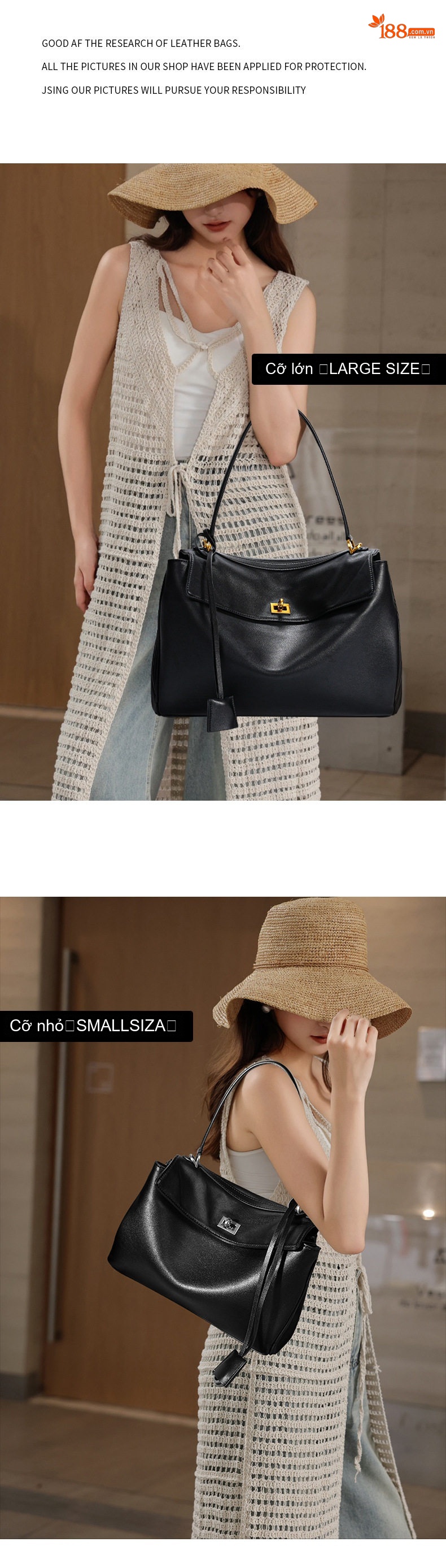 Túi Tote Da Bò Rodeobag Phong Cách Công Sở, Túi Đeo Vai/Đeo Chéo Nữ Dung Tích Lớn Màu Đen chi tiết 13
