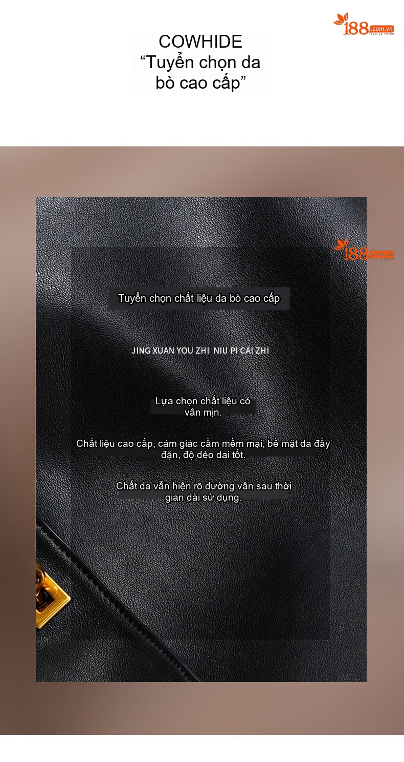 Túi Tote Da Bò Rodeobag Phong Cách Công Sở, Túi Đeo Vai/Đeo Chéo Nữ Dung Tích Lớn Màu Đen chi tiết 8