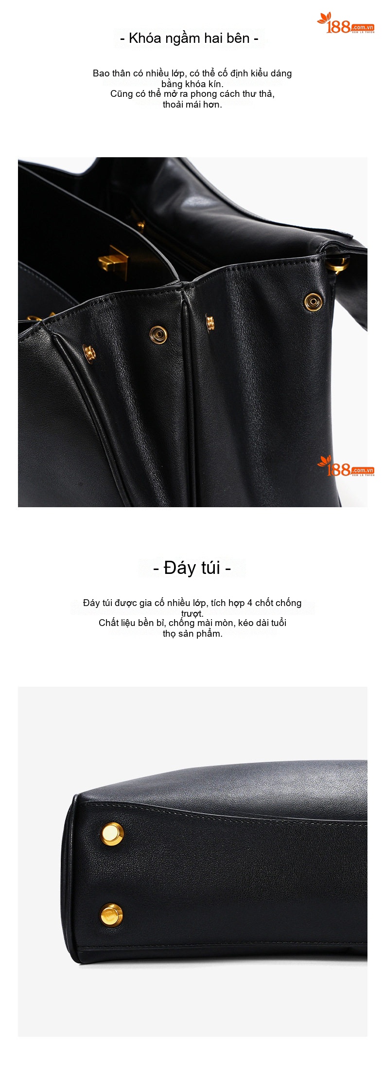 Túi Tote Da Bò Rodeobag Phong Cách Công Sở, Túi Đeo Vai/Đeo Chéo Nữ Dung Tích Lớn Màu Đen chi tiết 16