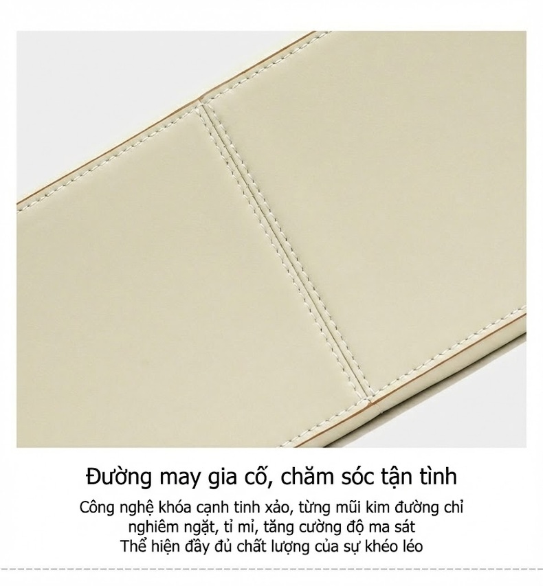 Túi Tote Da Bò Sức Chứa Lớn Đeo Vai, Đeo Chéo, Xách Tay Màu Trắng Kem, Nâu chi tiết 14