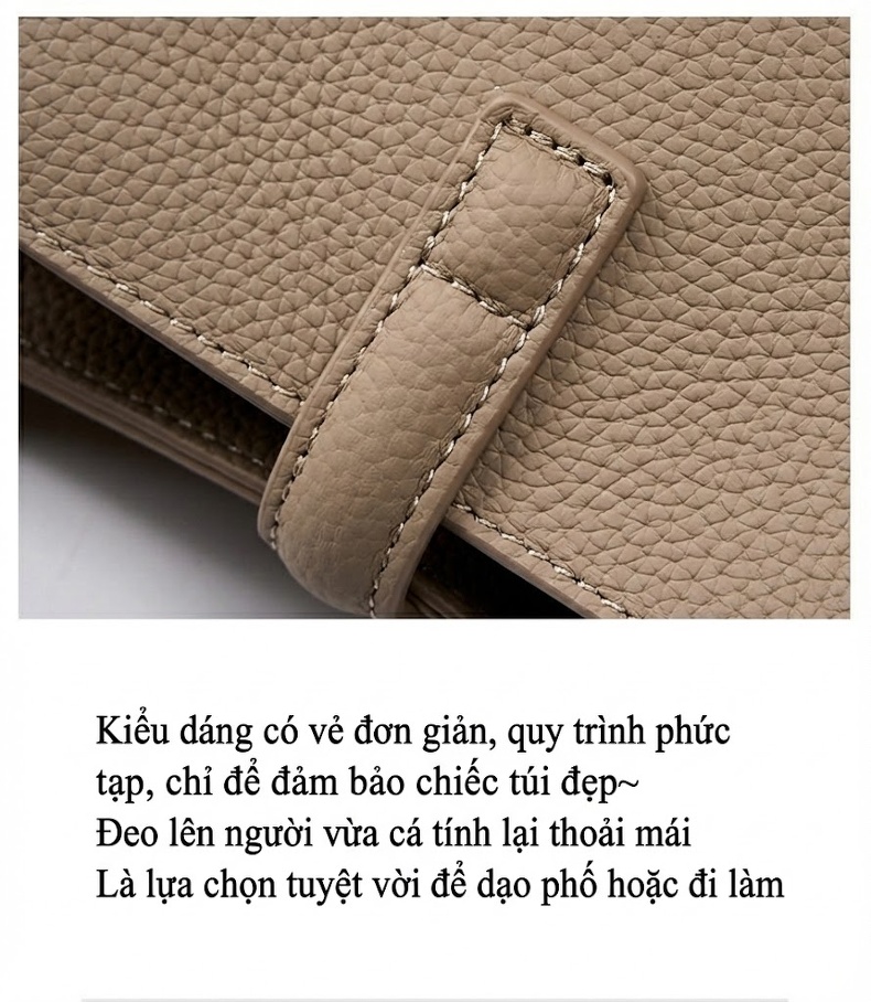 Túi Tote Da Bò Sức Chứa Lớn Đeo Vai, Xách Tay, Đeo Chéo Màu Đen, Xám chi tiết 22